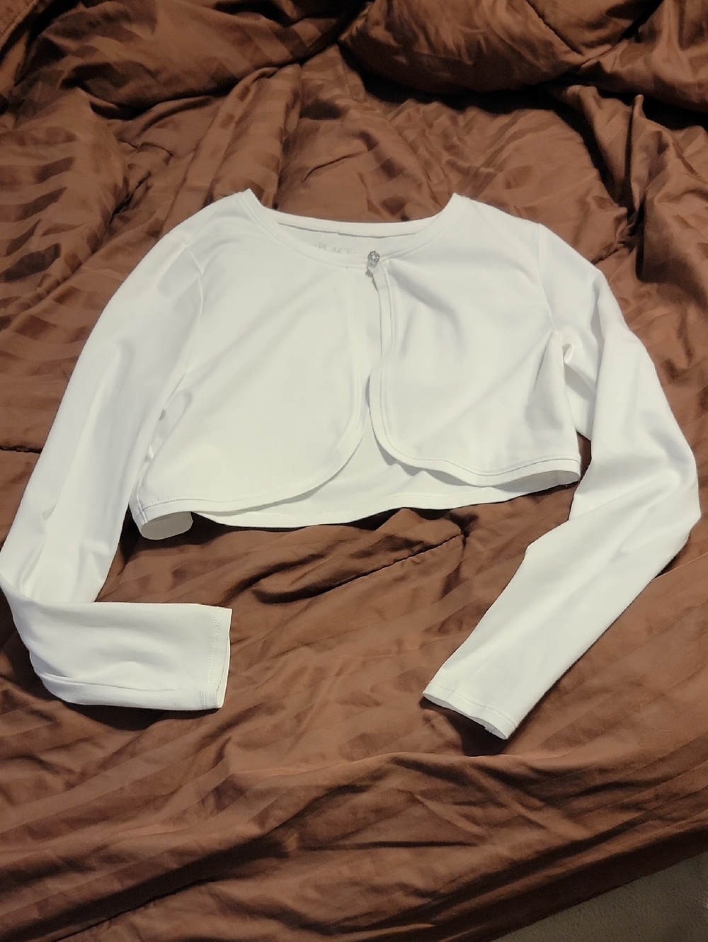 Place White Cropped Bolero Cardigan - Single Hook Detail